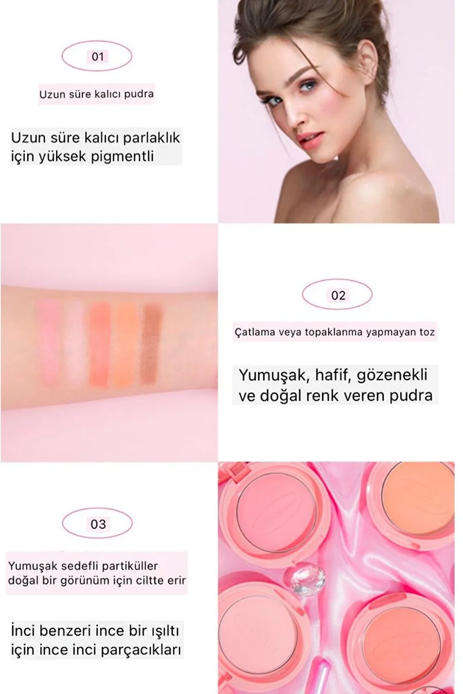 Rivecowe Shine Pink Blusher No 01