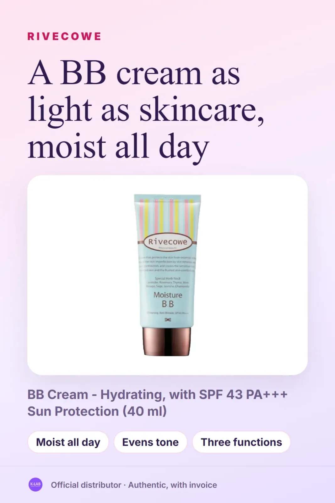 A BB cream as light as skincare, moist all day – 1