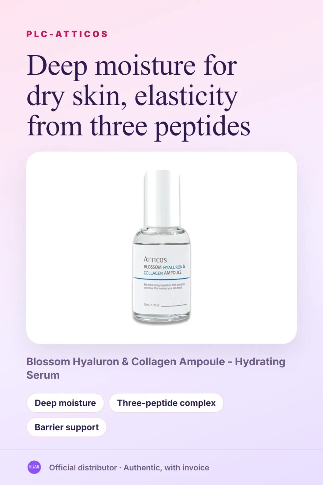 Deep moisture for dry skin, elasticity from three peptides – 1