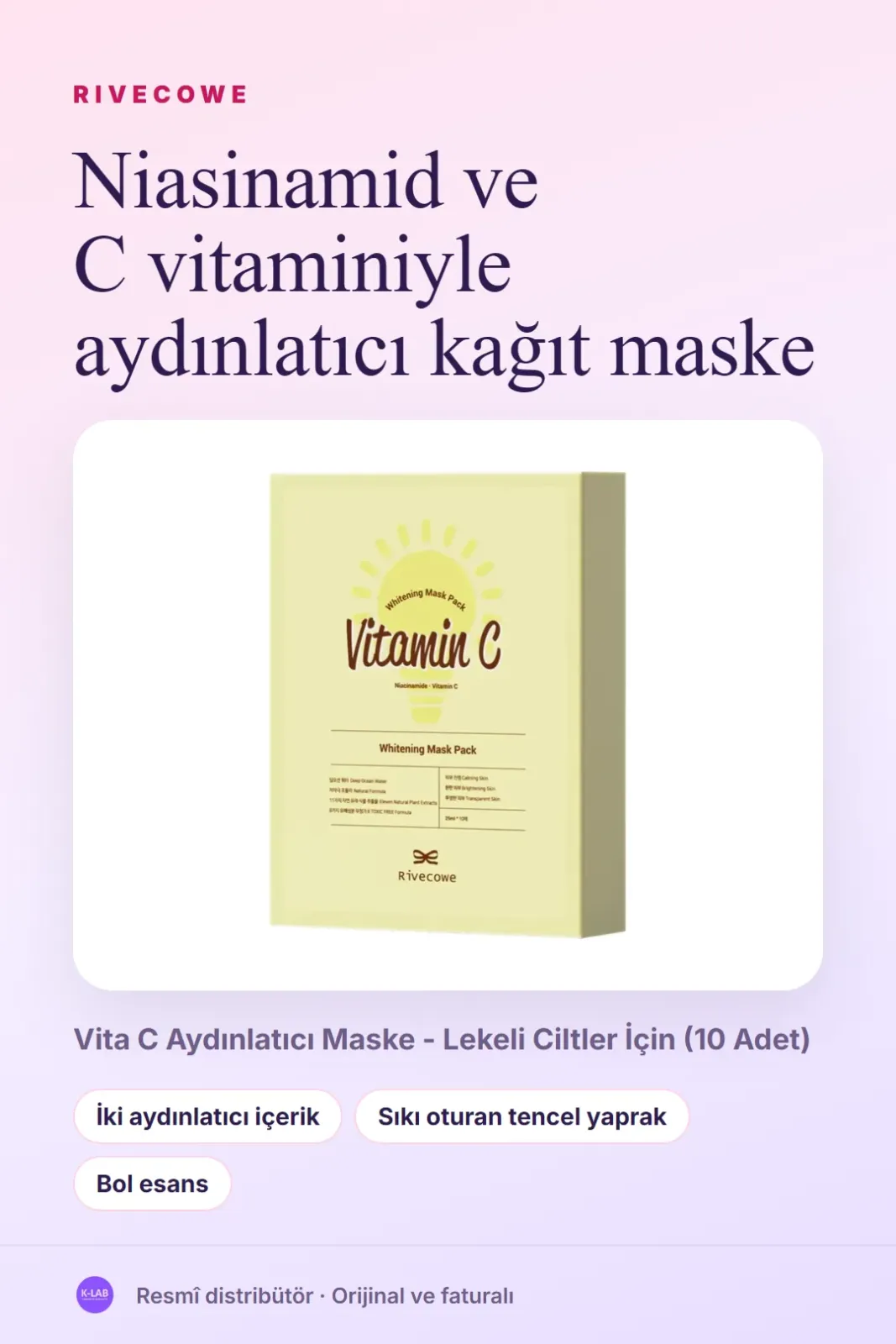 Niasinamid ve C vitaminiyle aydınlatıcı kağıt maske – 1