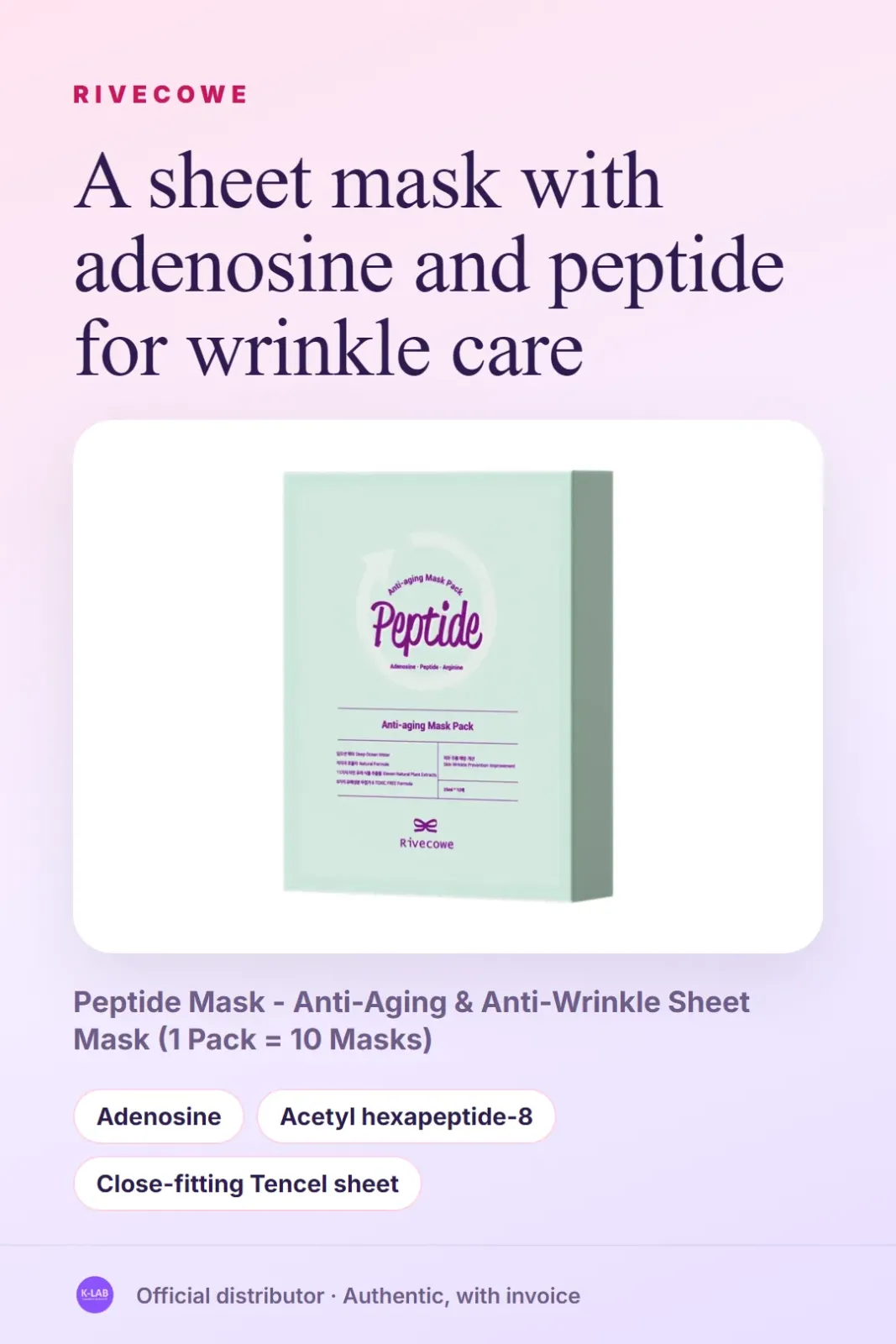 A sheet mask with adenosine and peptide for wrinkle care – 1