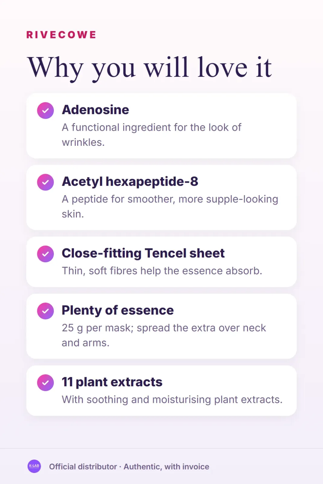 A sheet mask with adenosine and peptide for wrinkle care – 2