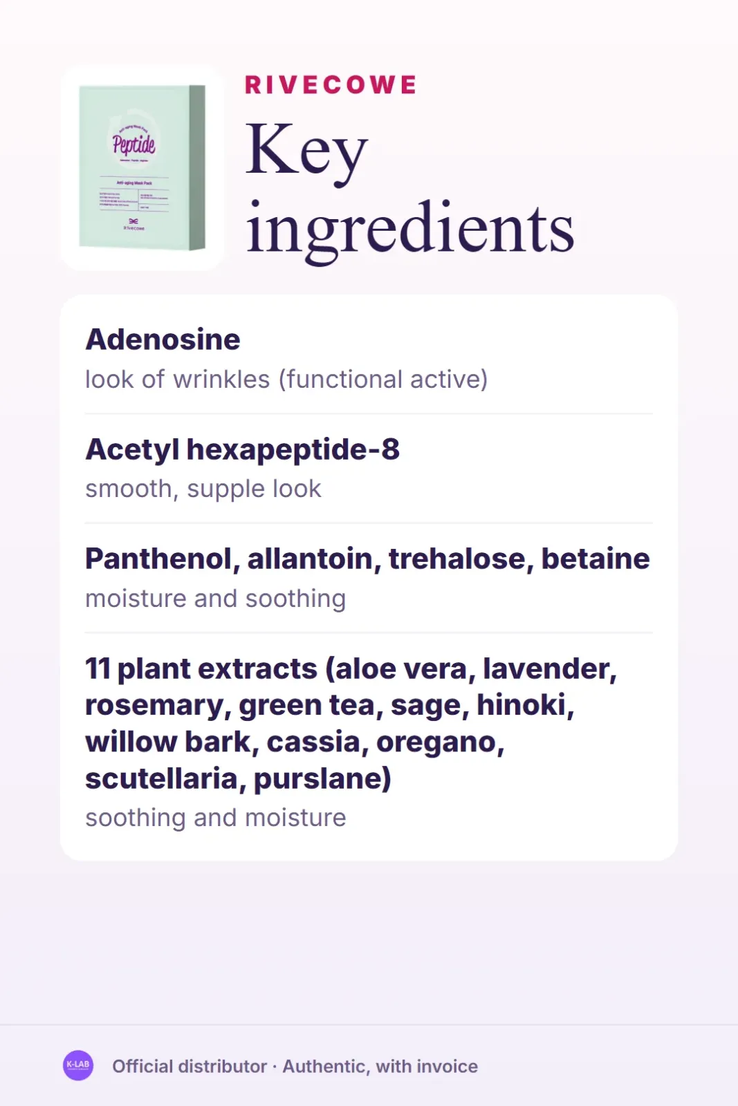A sheet mask with adenosine and peptide for wrinkle care – 3