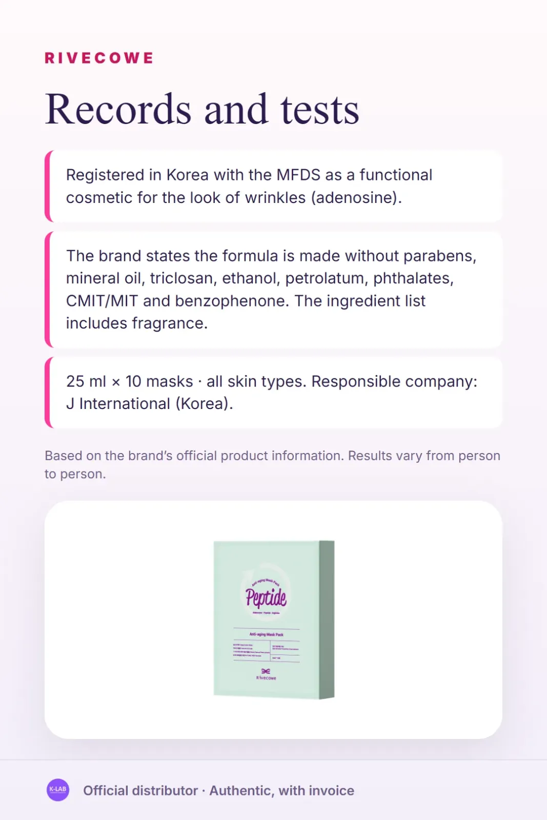A sheet mask with adenosine and peptide for wrinkle care – 4