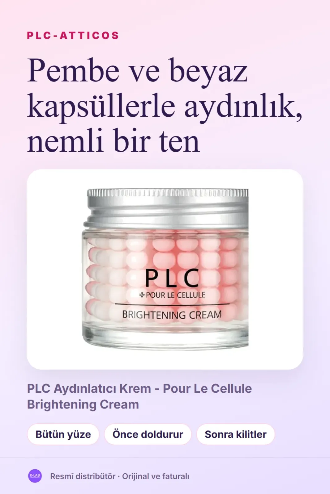 Pembe ve beyaz kapsüllerle aydınlık, nemli bir ten – 1
