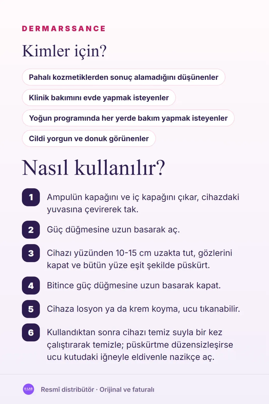 Ampulü ince bir sis halinde püskürten evde bakım cihazı – 5